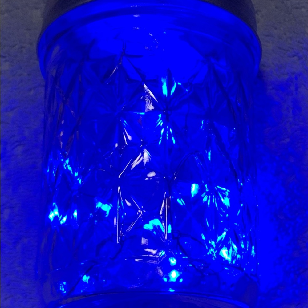 BLUE 1/2 PINT MASON JAR w/ LED FAIRY-LIGHTS/HANDMADE/NWT - Picture 3 of 11